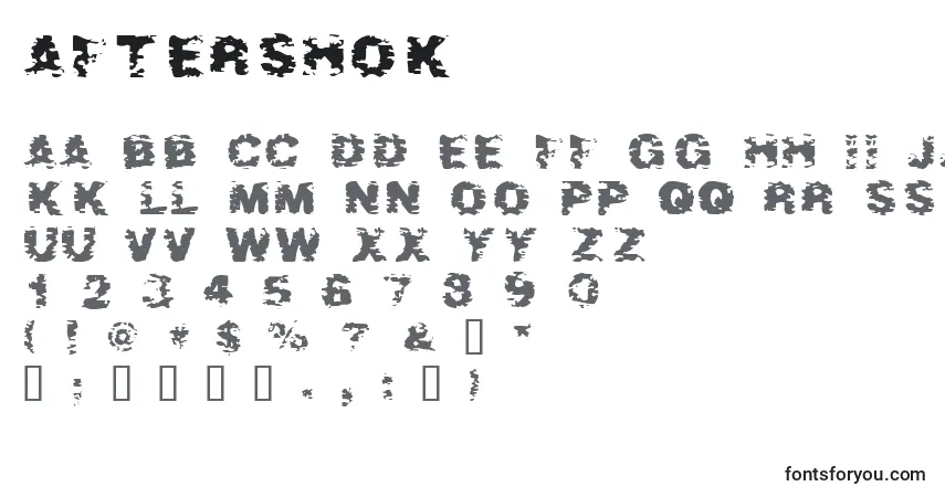 Schriftart AfterShok – Alphabet, Zahlen, spezielle Symbole