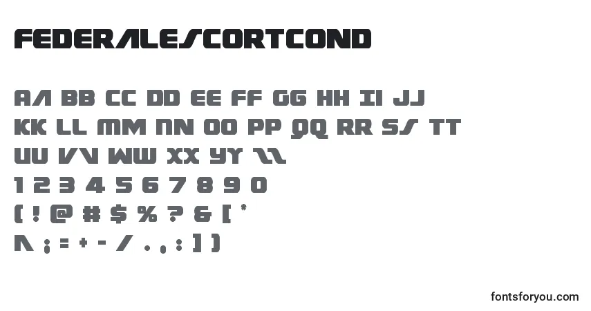 Schriftart Federalescortcond – Alphabet, Zahlen, spezielle Symbole