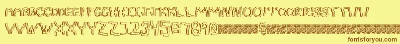 フォントPixeldraw – 茶色の文字が黄色の背景にあります。