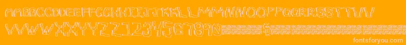 Pixeldraw-Schriftart – Rosa Schriften auf orangefarbenem Hintergrund