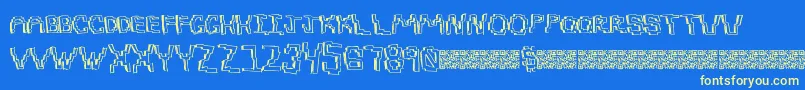 Pixeldraw-Schriftart – Gelbe Schriften auf blauem Hintergrund