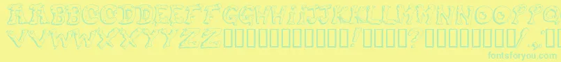 Fonte Snot – fontes verdes em um fundo amarelo