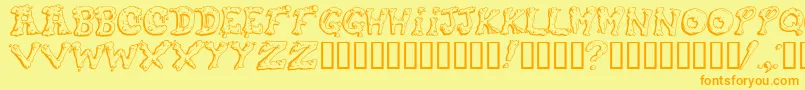 フォントSnot – オレンジの文字が黄色の背景にあります。