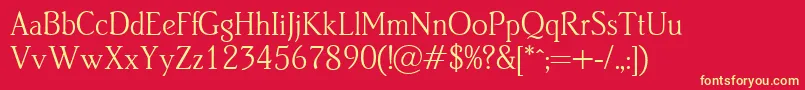 B820RomanRegular-Schriftart – Gelbe Schriften auf rotem Hintergrund
