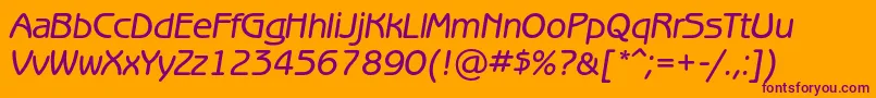 フォントBenguiatgothicmediumcItalic – オレンジの背景に紫のフォント