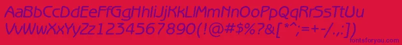 フォントBenguiatgothicmediumcItalic – 赤い背景に紫のフォント