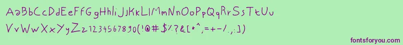 Шрифт NiscriptFont – фиолетовые шрифты на зелёном фоне