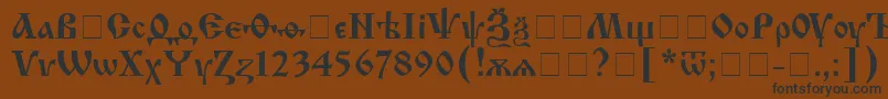 フォントIzhitsac – 黒い文字が茶色の背景にあります