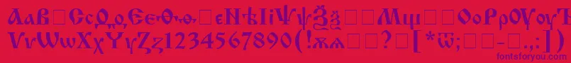 Izhitsac Font – Purple Fonts on Red Background