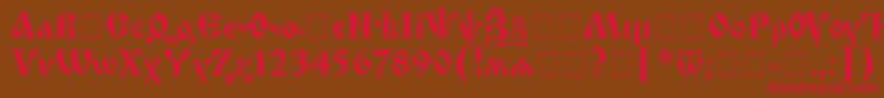 Izhitsac Font – Red Fonts on Brown Background