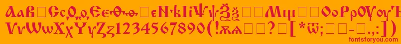 Izhitsac Font – Red Fonts on Orange Background