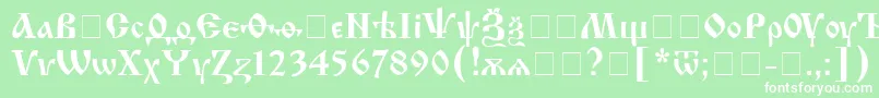 Шрифт Izhitsac – белые шрифты на зелёном фоне
