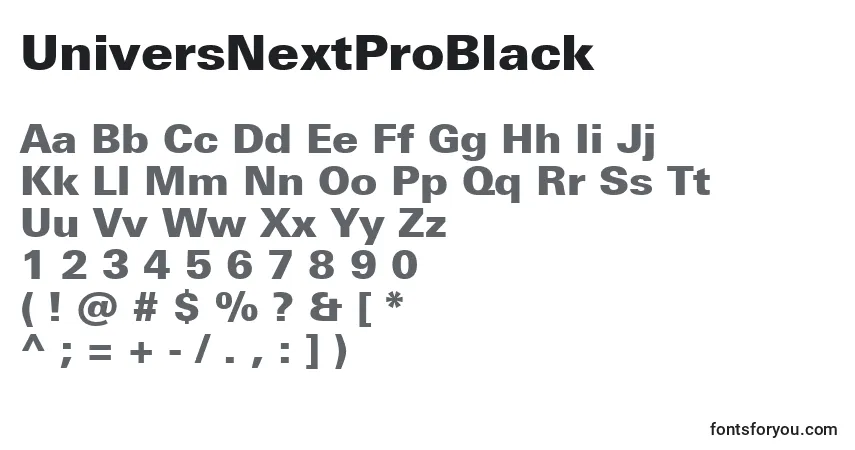 Шрифт UniversNextProBlack – алфавит, цифры, специальные символы