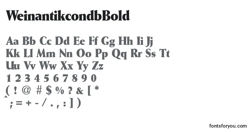 Шрифт WeinantikcondbBold – алфавит, цифры, специальные символы