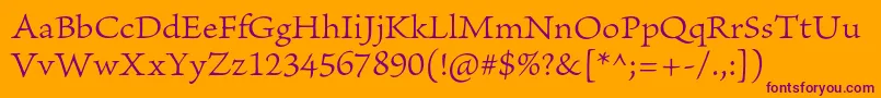 BriosoproLightcapt-Schriftart – Violette Schriften auf orangefarbenem Hintergrund