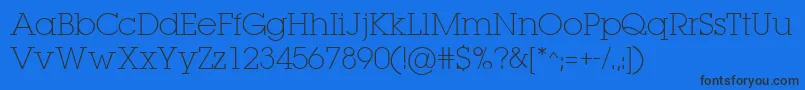 LugaextraExtralight-Schriftart – Schwarze Schriften auf blauem Hintergrund