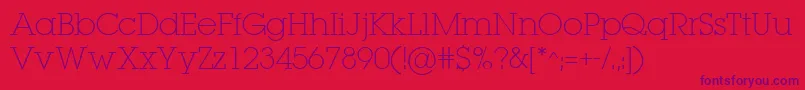 LugaextraExtralight Font – Purple Fonts on Red Background