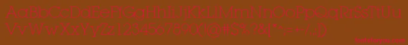 LugaextraExtralight Font – Red Fonts on Brown Background