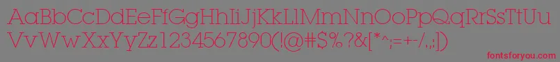 フォントLugaextraExtralight – 赤い文字の灰色の背景