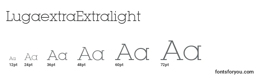 Размеры шрифта LugaextraExtralight