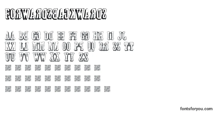 Czcionka Forwardsbackwards – alfabet, cyfry, specjalne znaki