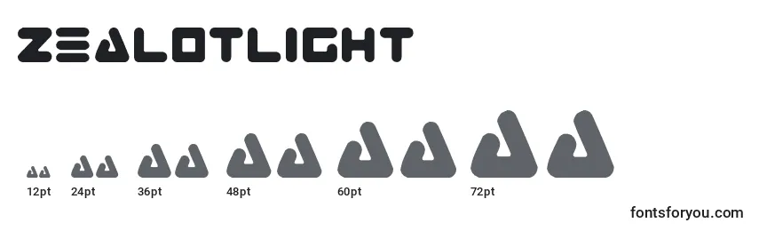 Размеры шрифта ZealotLight
