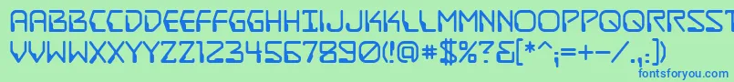 フォントDestructobeamBb – 青い文字は緑の背景です。