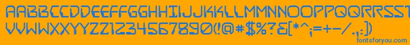 Weitere Informationen zur DestructobeamBb-Schriftart DestructobeamBb-Schriftart – Blaue Schriften auf orangefarbenem Hintergrund