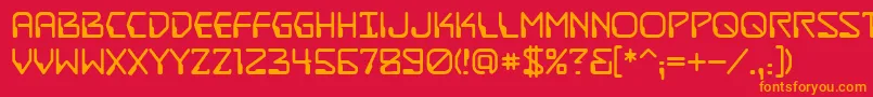 DestructobeamBb-Schriftart – Orangefarbene Schriften auf rotem Hintergrund