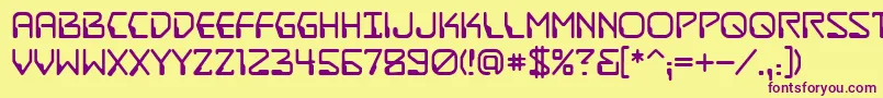 DestructobeamBb-Schriftart – Violette Schriften auf gelbem Hintergrund