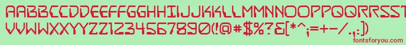 Czcionka DestructobeamBb – czerwone czcionki na zielonym tle