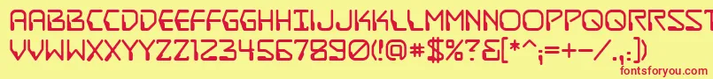 DestructobeamBb-Schriftart – Rote Schriften auf gelbem Hintergrund