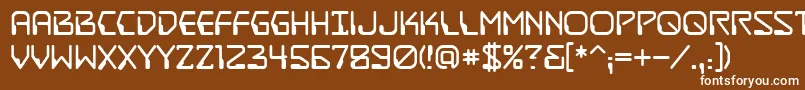 Czcionka DestructobeamBb – białe czcionki na brązowym tle