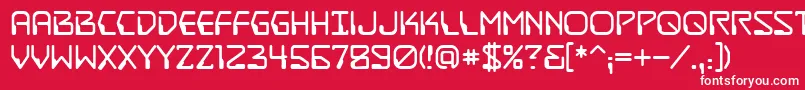 Czcionka DestructobeamBb – białe czcionki na czerwonym tle