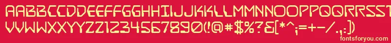 DestructobeamBb-fontti – keltaiset fontit punaisella taustalla