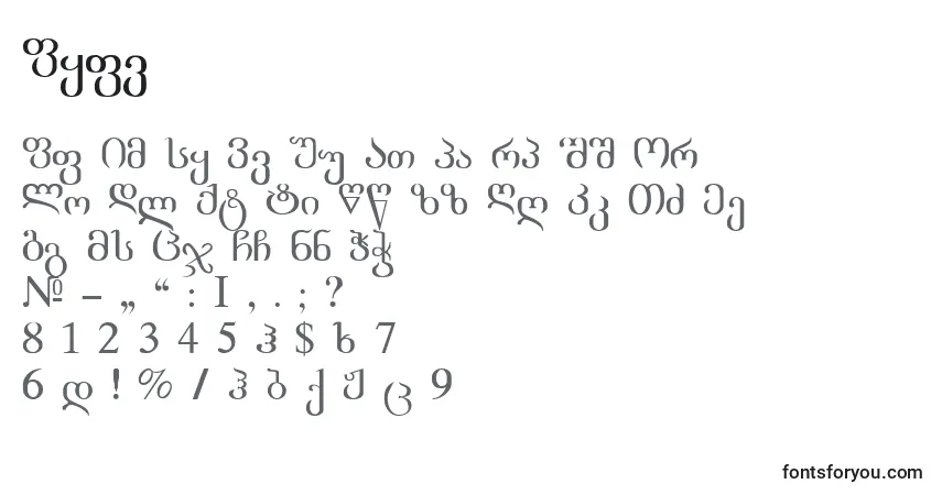 A fonte Acad – alfabeto, números, caracteres especiais