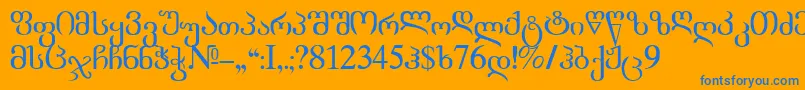 フォントAcad – オレンジの背景に青い文字