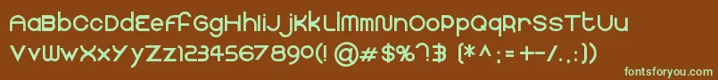 フォントFaucet – 緑色の文字が茶色の背景にあります。