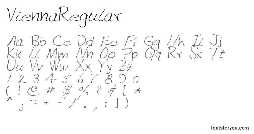 A fonte ViennaRegular – alfabeto, números, caracteres especiais