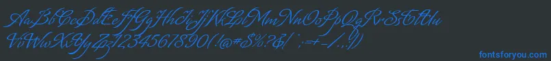 Fonte MatogrossoScript – fontes azuis em um fundo preto