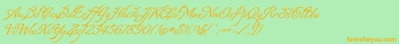 MatogrossoScript-Schriftart – Orangefarbene Schriften auf grünem Hintergrund