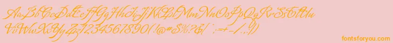 MatogrossoScript-Schriftart – Orangefarbene Schriften auf rosa Hintergrund