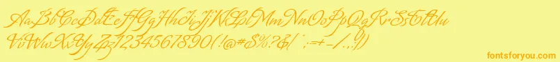 Czcionka MatogrossoScript – pomarańczowe czcionki na żółtym tle