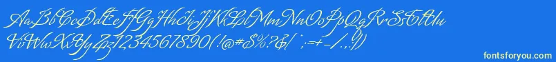 MatogrossoScript-Schriftart – Gelbe Schriften auf blauem Hintergrund