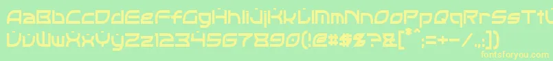 OpticCondensed Font – Yellow Fonts on Green Background