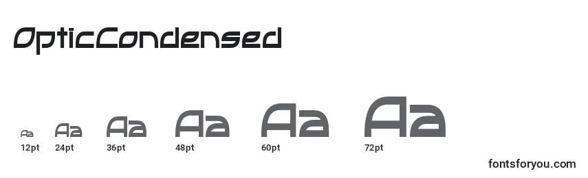 OpticCondensed Font Sizes