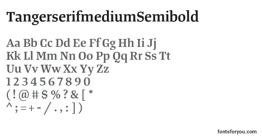 Шрифт TangerserifmediumSemibold – алфавит, цифры, специальные символы