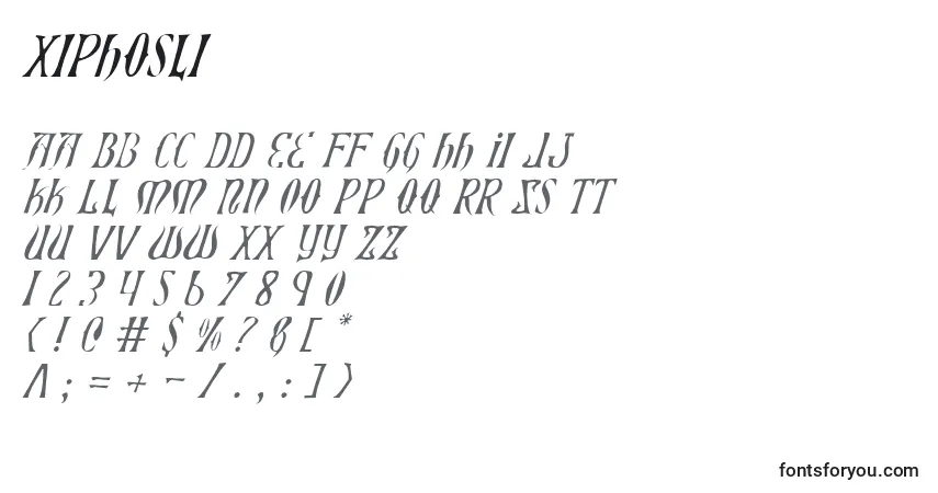 Schriftart Xiphosli – Alphabet, Zahlen, spezielle Symbole