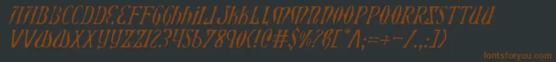 Xiphosli-Schriftart – Braune Schriften auf schwarzem Hintergrund
