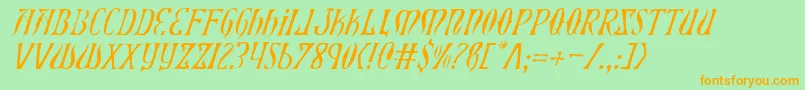 Xiphosli Font – Orange Fonts on Green Background